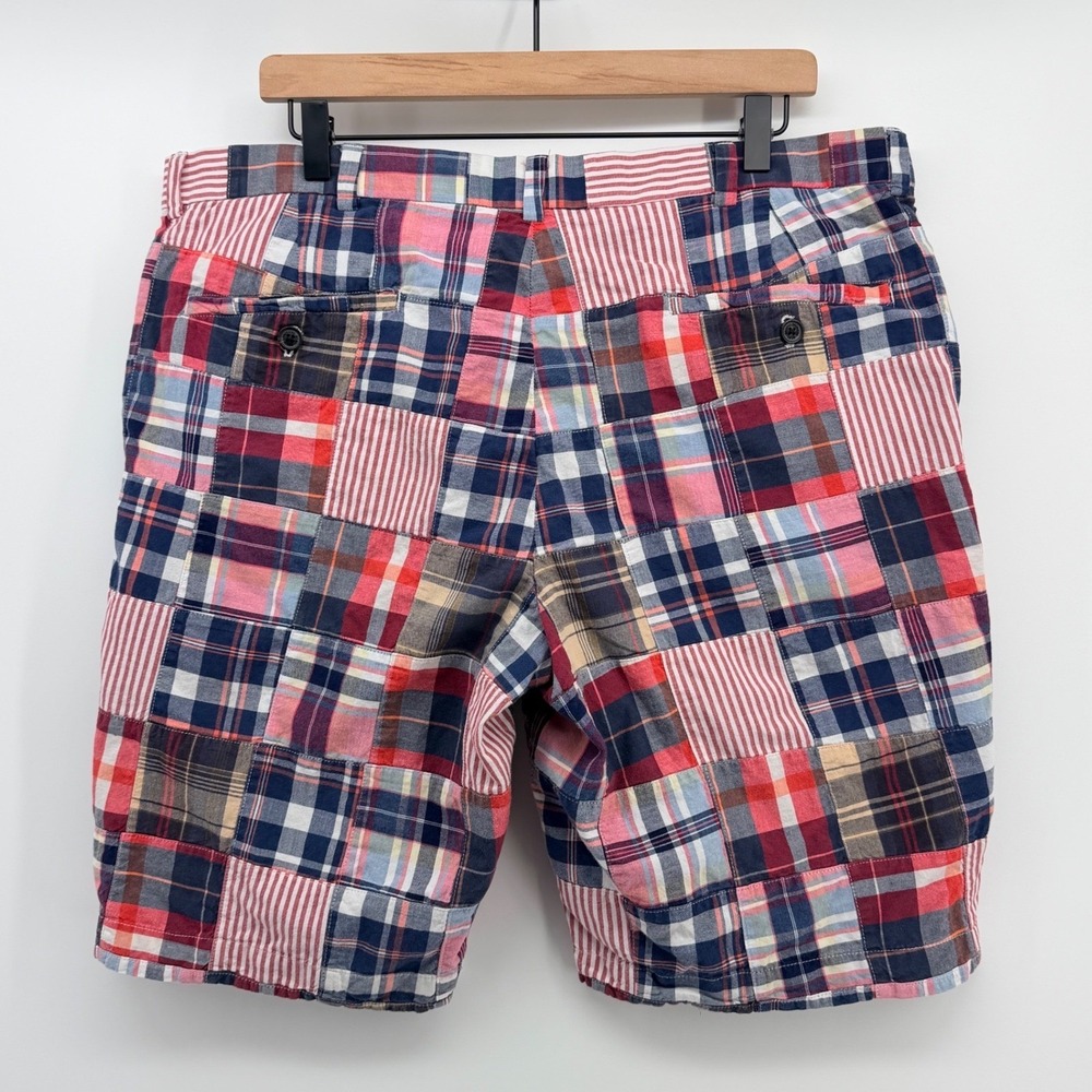 Brooks Brothers Patchwork Madras Shorts Men 38R Red Plaid Preppy Ivy League - Picture 2 of 7
